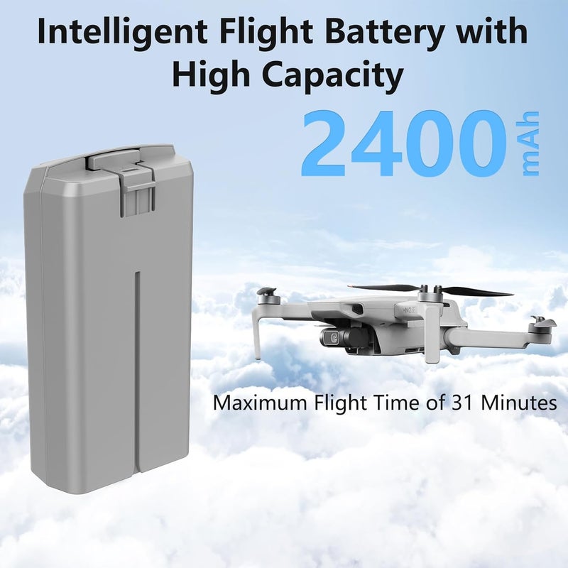 MVMOD Mini 4K/Mini 2 Battery 2Pack with Charging Station, Intelligent Batteries for DJI Mini SE with Display Two-Way Charging Hub, 2400mAh 7.7V 31Mins Flight Time Rechargeable Battery - Image 3